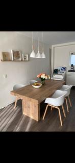 Eettafel basiclabel mangohout naturel + stoelen, Huis en Inrichting, Tafels | Eettafels, Ophalen, Vijf personen of meer, Rechthoekig