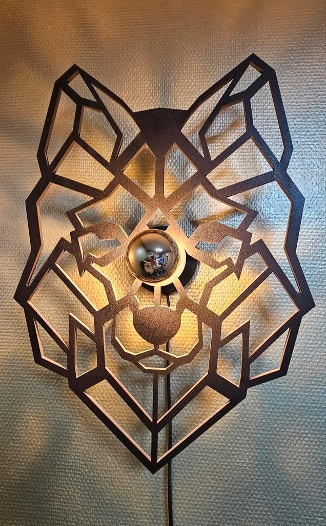 Industriële Wolf Wandlamp - E27 Fitting, Huis en Inrichting, Lampen | Wandlampen, Nieuw, Metaal, Ophalen of Verzenden