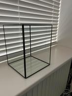 Glazen windlicht met metalen randen, Huis en Inrichting, Woonaccessoires | Overige, Ophalen, Zo goed als nieuw