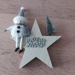 Kerst decoratie - ster van hout met kerstboom en sneeuwpop, Diversen, Kerst, Ophalen of Verzenden, Zo goed als nieuw