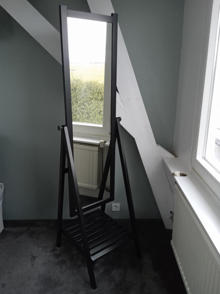 Ikea spiegel ISFJORDEN zwart hout 182x47x59cm + handleiding, Huis en Inrichting, Woonaccessoires | Spiegels, Ophalen, Minder dan 50 cm
