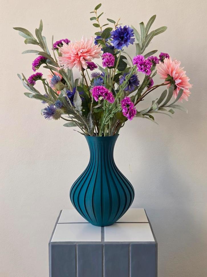 3D Geprinte Vaas, Huis en Inrichting, Woonaccessoires | Vazen, Gebruikt, Blauw, Minder dan 50 cm, Kunststof, Ophalen of Verzenden