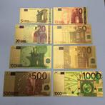 8x 24k bladgouden Euro Biljetten 5/10/20/50/100/200/500/1000, Verzenden, Nederland en Buitenland, Bankbiljetten