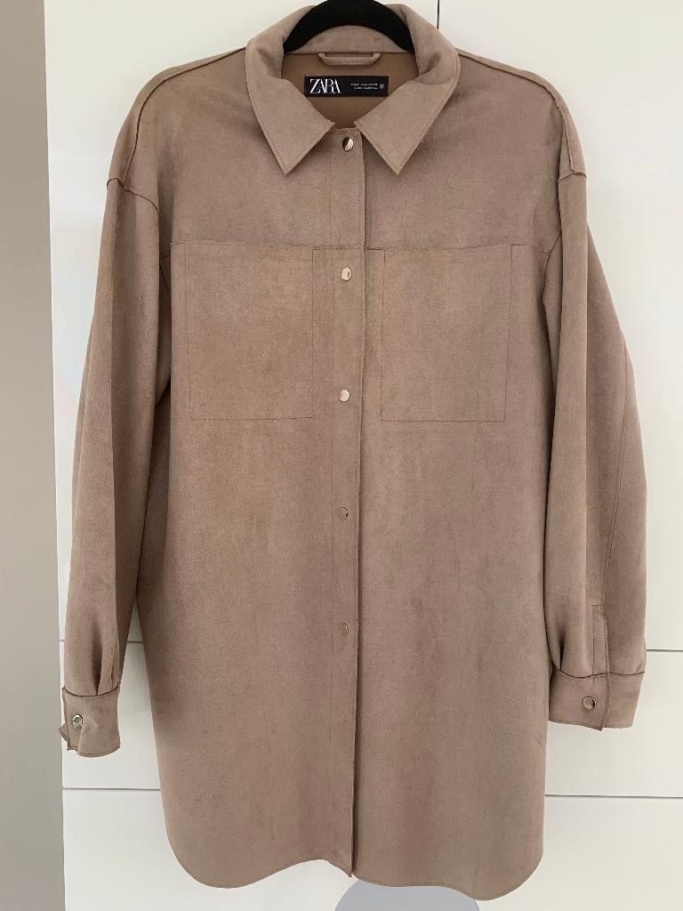 Zara (oversized) blouse (jasje), suède look, beige, maat M, Maat 38/40 (M), Ophalen of Verzenden, Zo goed als nieuw, Zara