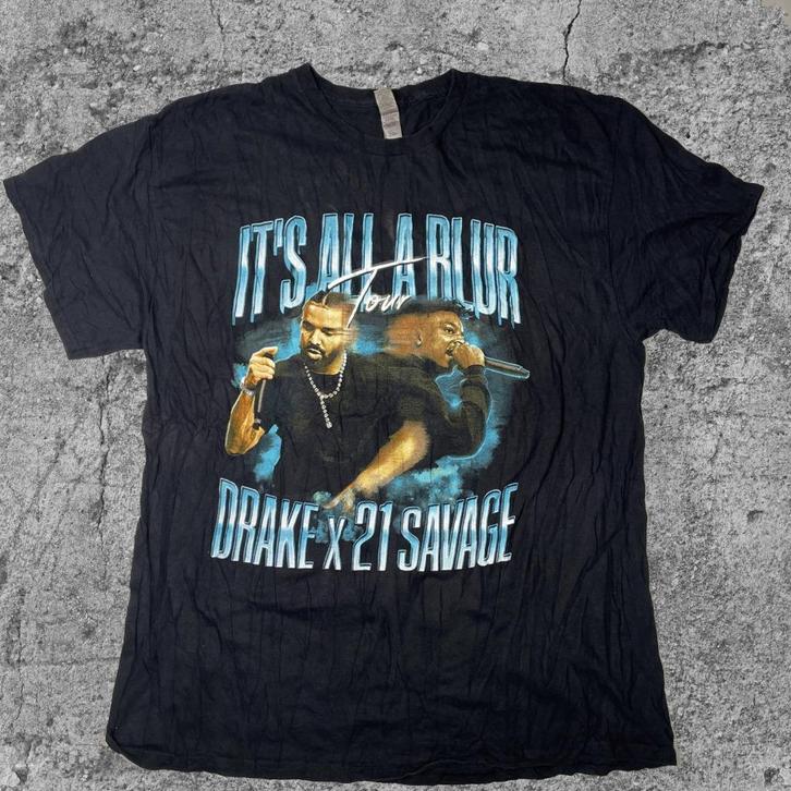 Vintage T-shirt Drake it’s all a blur tour T-199, Kleding | Heren, T-shirts, Zo goed als nieuw, Maat 56/58 (XL), Zwart, Verzenden