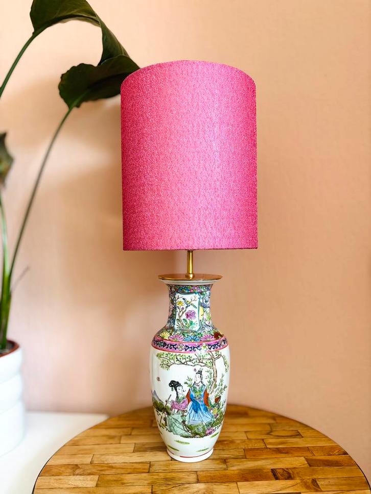 Chineese vaaslamp, Huis en Inrichting, Lampen | Tafellampen, Zo goed als nieuw, Minder dan 50 cm, Ophalen of Verzenden