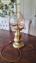Vintage schemerlamp met smokey glazen lampenkap., Ophalen, Zo goed als nieuw, 50 tot 75 cm