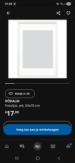 1x fotolijst wit RODALM IKEA 50x70, Huis en Inrichting, Woonaccessoires | Lijsten, Ophalen, Minder dan 50 cm, 50 tot 75 cm, Zo goed als nieuw