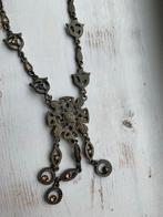 Vintage Bruine Toenga Ketting met Hanger, Sieraden, Tassen en Uiterlijk, Bruin, Ophalen of Verzenden, Zo goed als nieuw, Overige materialen