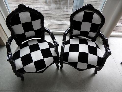 2 zwart-witte barokke kinderstoeltjes, ZGAN!, Kinderen en Baby's, Kinderkamer | Tafels en Stoelen, Zo goed als nieuw, Stoel(en)