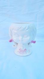 Vintage bloempot meisjeshoofd, wit met roze accenten. 7B3, Ophalen of Verzenden, Groenteplant, Halfschaduw, Minder dan 100 cm