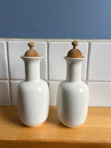 Vintage Arabia Arctica Olie Azijn fles set wit zeldzaam! beschikbaar voor biedingen