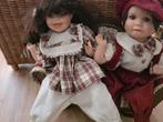 Twee Vintage Porseleinen Poppen met bankje, Verzamelen, Poppen, Ophalen, Gebruikt, Pop