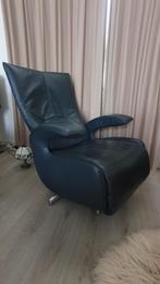 Relaxfauteuil, blauw leder, Ophalen, Gebruikt, Minder dan 75 cm, 50 tot 75 cm
