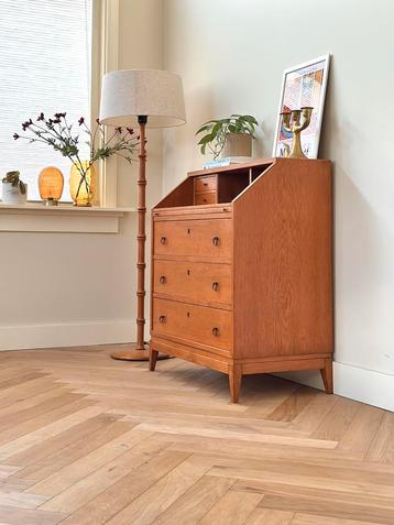 Vintage secretaire ladekast eiken hout jaren 50/60/70 Deens beschikbaar voor biedingen