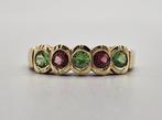 Gouden Vintage ring edelsteen toermalijn  peridot. 2024/215., Goud, Met edelsteen, 17 tot 18, Ophalen of Verzenden