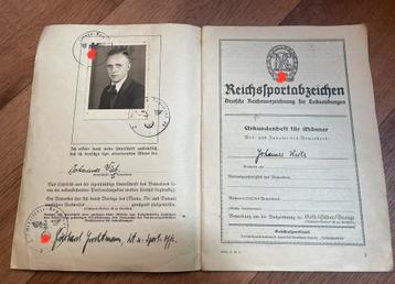 Oorkonde DRL Sportabzeichen Wehrmacht Leistungsbuch beschikbaar voor biedingen