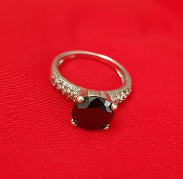 Ring zilver strass steen zwart ringen sieraden accessoires beschikbaar voor biedingen