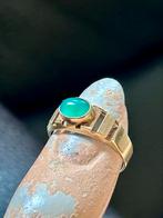 Vintage gouden 14 kt ring chrysopraas, Verzenden, 17 tot 18, Met edelsteen, Dame