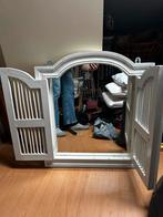 Oosterse witte spiegel met luiken, Huis en Inrichting, Ophalen, Gebruikt, Minder dan 100 cm, Rechthoekig
