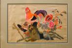Ingelijste Doek van een haan en kip 47320, Ophalen of Verzenden, Gebruikt, Overige typen