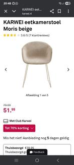 6 eetkamerstoelen Karwei Moris, Huis en Inrichting, Stoelen, Ophalen, Zo goed als nieuw
