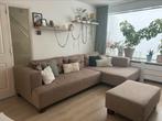 Ruime hoekbank bruin + hocker, Huis en Inrichting, Ophalen, Gebruikt, 125 tot 150 cm, Hoekbank