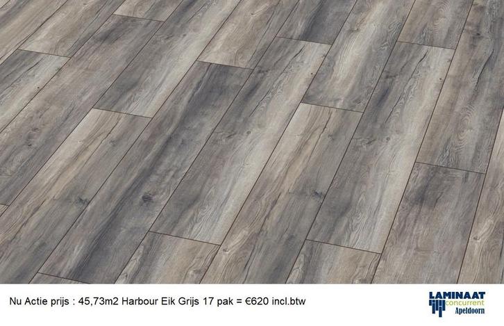 Pallet Voordeel Laminaat 45,73m2 = €620 Harbour Grey, Huis en Inrichting, Stoffering | Vloerbedekking, Nieuw, Laminaat, Bruin