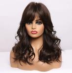 Donker Bruine Krullen Pruik Bruin Haar Krullende Dames, Verzenden, Nieuw, Pruik of Haarverlenging