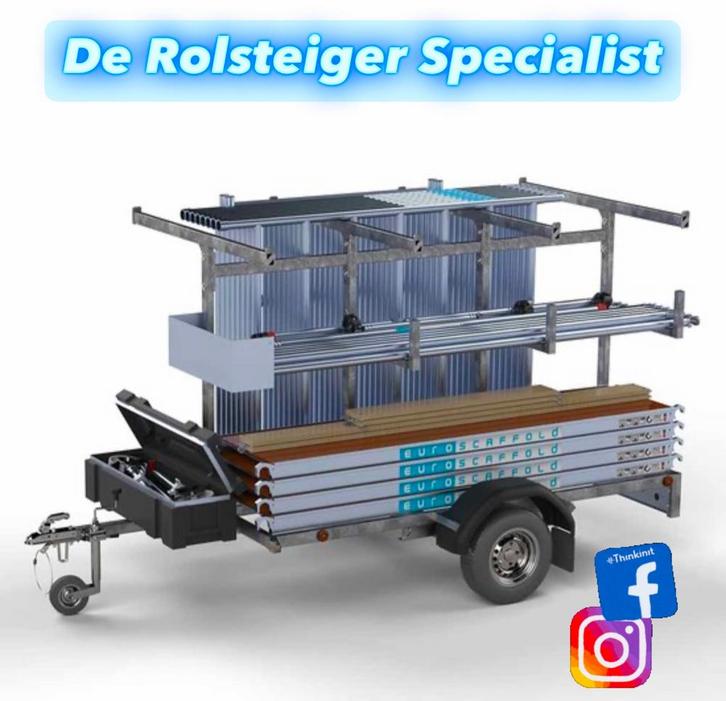 Alumexx rolsteiger 135x250x10,2m + steigeraanhanger DEAL!!, Doe-het-zelf en Verbouw, Steigers, Nieuw, Rolsteiger of Kamersteiger