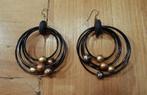 zwarte oorbellen met goud + koperkleurige bolletjes, Sieraden, Tassen en Uiterlijk, Oorbellen, Ophalen of Verzenden, Zo goed als nieuw