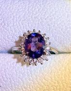 Lady Di Stijl Ring met Amethist & Zirkonia, Sieraden, Tassen en Uiterlijk, Ringen, Paars, Nieuw, Ophalen of Verzenden, Kleiner dan 17