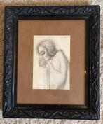 Alex Asperslagh (1901-1984) art deco tekening "het gebed", Antiek en Kunst, Ophalen of Verzenden