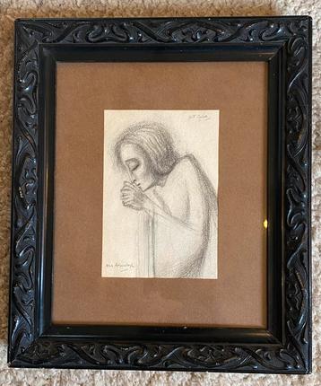 Alex Asperslagh (1901-1984) art deco tekening "het gebed" beschikbaar voor biedingen