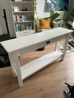 Witte wandtafel/sidetable met lade, Huis en Inrichting, Tafels | Sidetables, Ophalen, Gebruikt, 100 tot 150 cm, Overige houtsoorten
