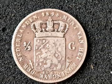 1848 Nederland 1/2 Gulden - Willem II - Zilver beschikbaar voor biedingen
