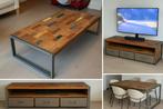 industriële meubelset – salontafel, tv-meubel en eettafel, Ophalen