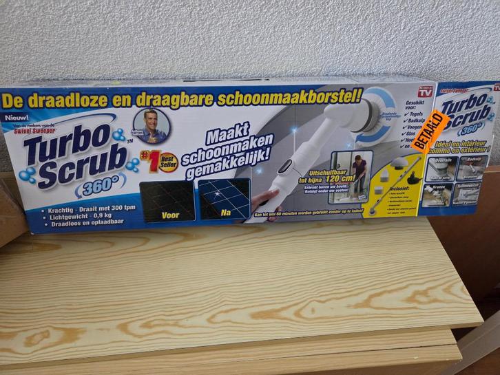 Turbo scrub. Draadloze en draagbare schoonmaakborstel, Huis en Inrichting, Schoonmaakartikelen, Bezem of Borstel, Ophalen of Verzenden
