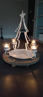 Kerst- kandelaar wit metaal waxinelichtjes, 25 tot 50 cm, Wit, Ophalen of Verzenden, Zo goed als nieuw