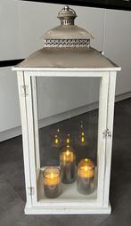 Grote houten lantaarn / windlicht, wit., Ophalen, Wit, Zo goed als nieuw, 75 cm of meer