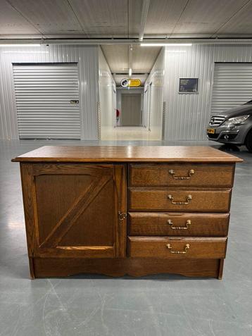 Massief eiken kastje met 4 lades en deurtje vintage art deco beschikbaar voor biedingen