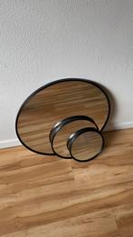 3 Ronde Spiegels met Zwarte Rand, Ophalen, Minder dan 50 cm, Rond, Zo goed als nieuw