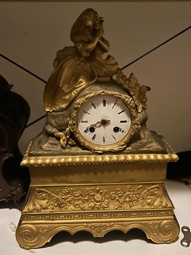 Antieke Franse pendule met beeld, Antiek en Kunst, Antiek | Klokken, Ophalen