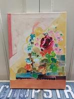 Schilderij met bloemen abstract canvas, Ophalen of Verzenden