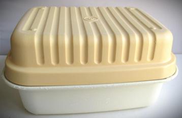 Tupperware Kornuit Kaasdoos~Geel en creme~22 cm x 16 cm