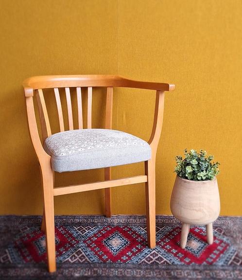 Thonet Stoel met Armleuningen, beuken houten stoel, Huis en Inrichting, Stoelen, Gebruikt, Eén, Hout, Stof, Bruin, Ophalen of Verzenden