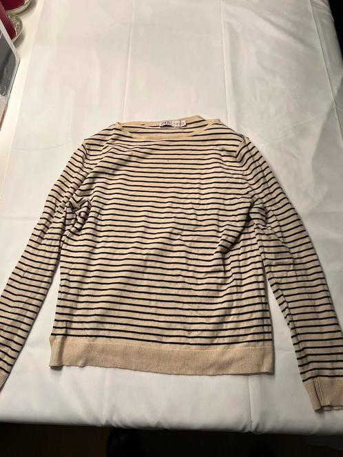 ZARA damestrui – maat XS – beige met navy strepen, Kleding | Dames, Truien en Vesten, Zo goed als nieuw, Maat 34 (XS) of kleiner