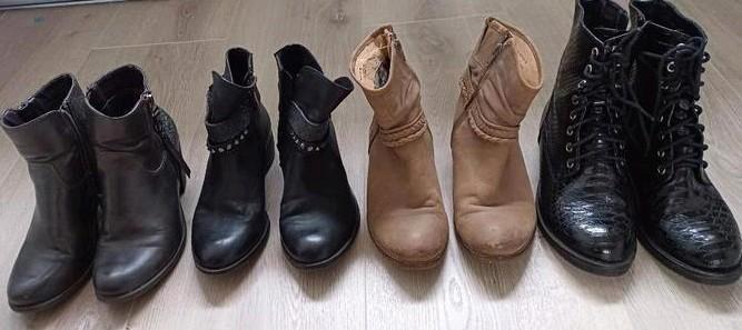 4x enkellaarsjes mt 36: oa Helioform/Marco Tozzi/ PS Poelman, Kleding | Dames, Schoenen, Gedragen, Lage of Enkellaarzen, Zwart
