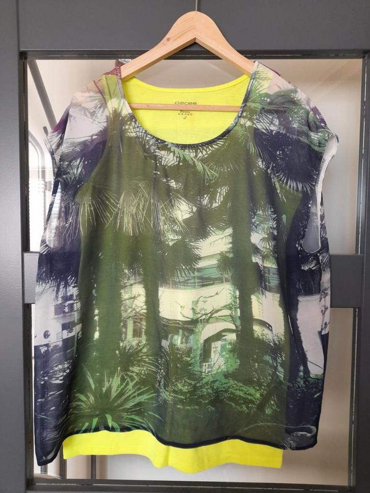 Leuk vrolijk 2 delig Maison Scotch setje in maat L., Kleding | Dames, T-shirts, Zo goed als nieuw, Maat 42/44 (L), Overige kleuren