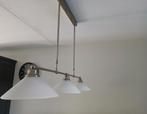 3 RVS lampen van Straluma met witte, glazen kappen. €25/lamp, Ophalen, Zo goed als nieuw, Glas